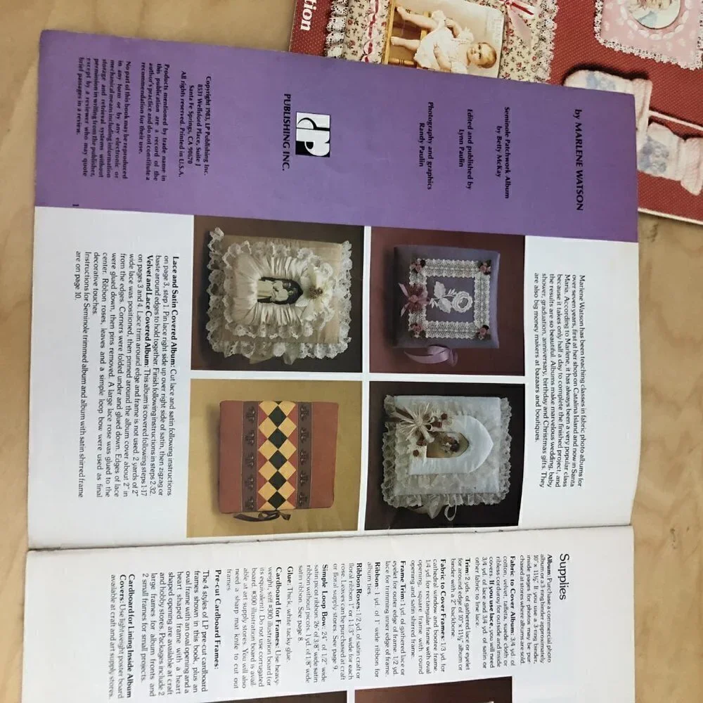 VINTAGE 1980's Home Decor Instructional Booklets Boxes Frames Lace - Lot of 4